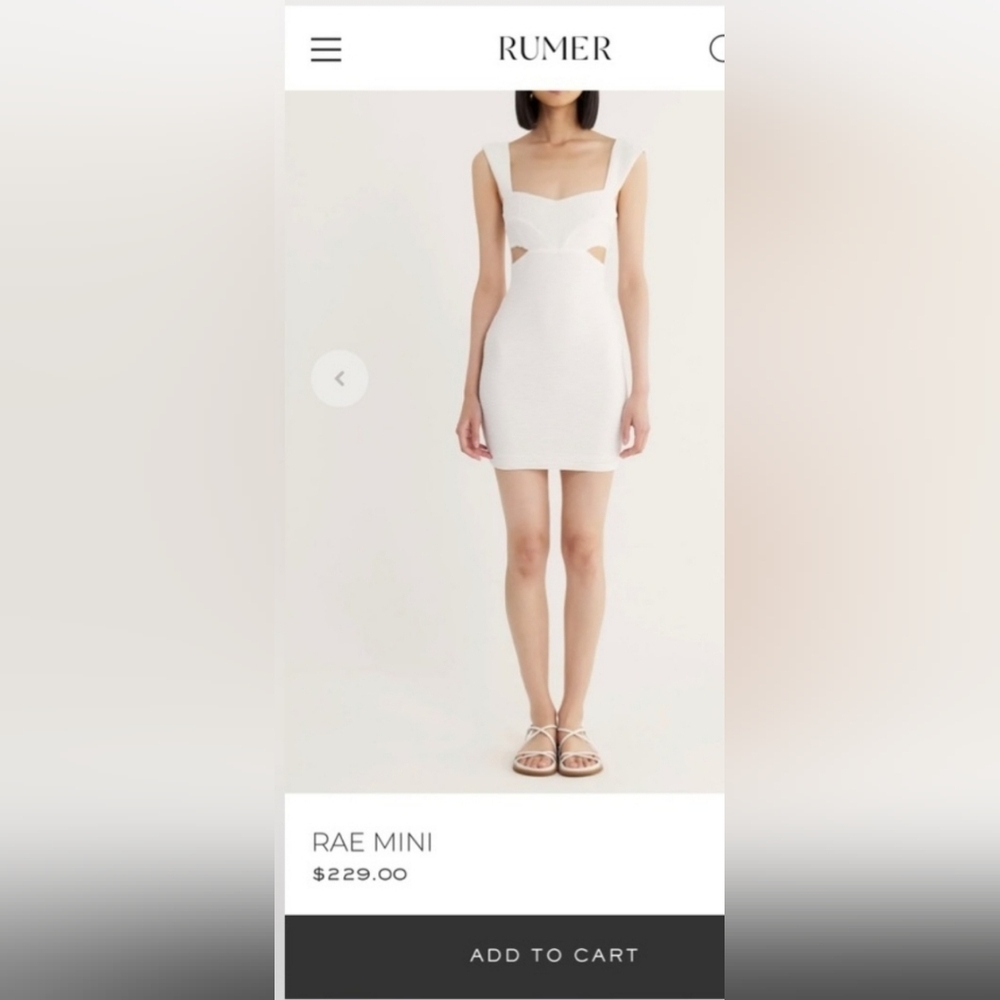 Rumer The Label Rae Mini Dress Size Small White Cutout Ribbed Stretchy - Picture 16 of 16